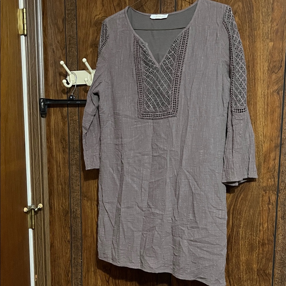 Entro Taupe Tunic with Crochet Detail